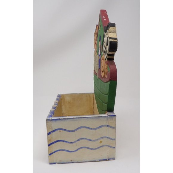 Vintage 1996 Figi Graphics Noah's Ark Wooden Folk Art Painted Standing Storage B - Picture 6 of 10